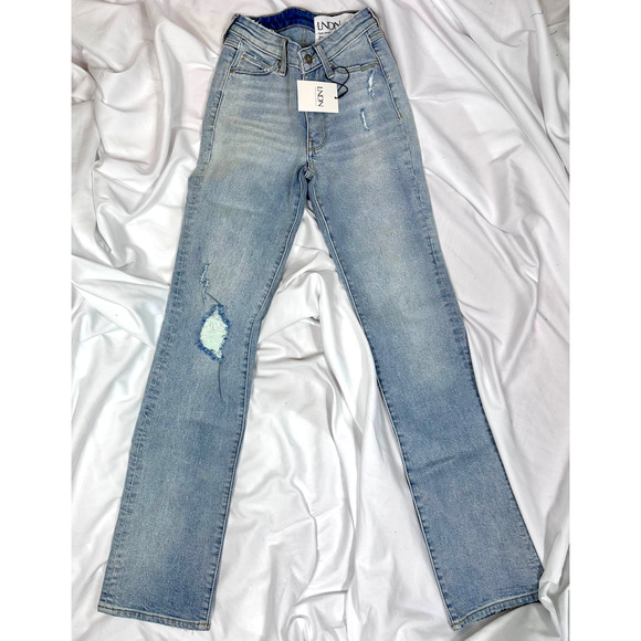 LNDN Landon Denim High Rise Straight Leg Distressed Jeans 36" Waist - Picture 13 of 16